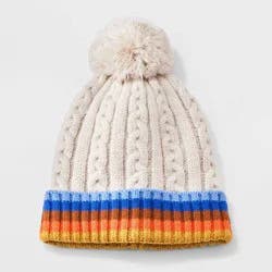 Toddler Boys' Cable Knit Striped Beanies - Cat & Jack™ 12-24M
