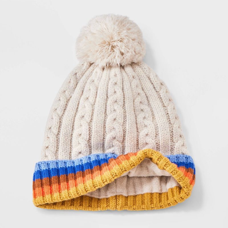 slide 2 of 3, Toddler Boys' Cable Knit Striped Beanies - Cat & Jack™ 2T-5T, 1 ct