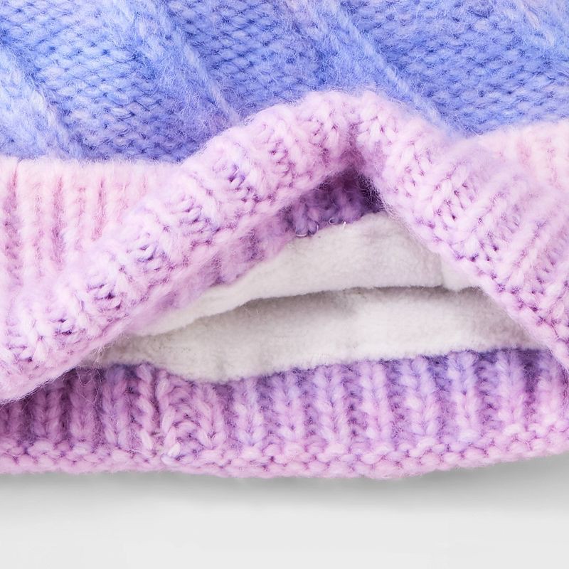 slide 3 of 3, Toddler Girls' Knitted Cable Ombre Striped Beanies - Cat & Jack™ Pink/Purple 12-24M, 1 ct