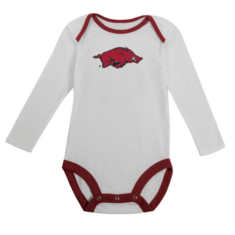 slide 1 of 5, NCAA Arkansas Razorbacks Infant Boys' 2pk Long Sleeve Bodysuit - 6-9M, 2 ct