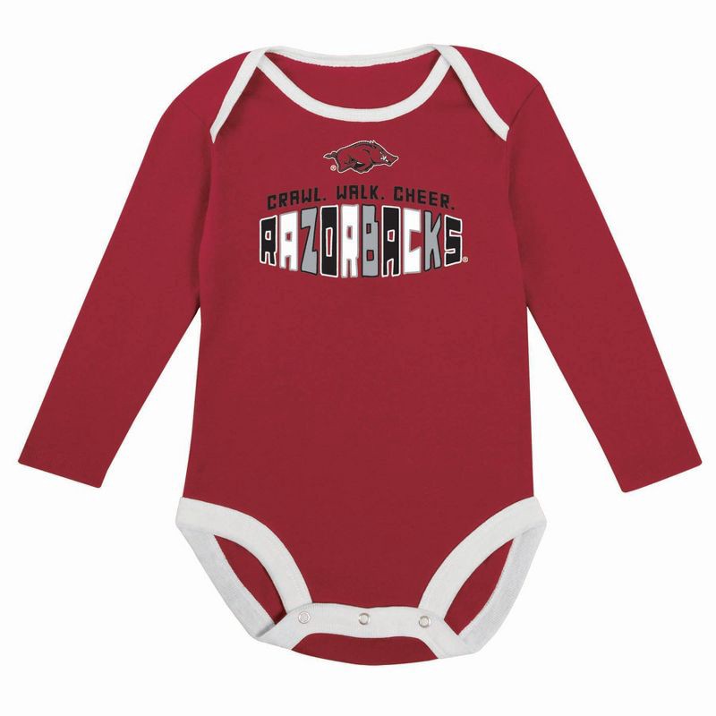 slide 3 of 5, NCAA Arkansas Razorbacks Infant Boys' 2pk Long Sleeve Bodysuit - 6-9M, 2 ct