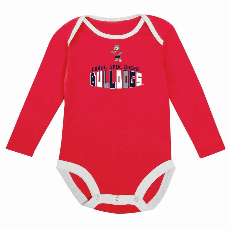 slide 3 of 5, NCAA Fresno State Bulldogs Infant Boys' 2pk Long Sleeve Bodysuit - 3-6M: Cotton-Polyester Blend, Adjustable Snap Closure, 2 ct