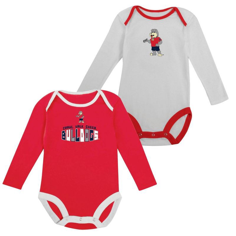 slide 5 of 5, NCAA Fresno State Bulldogs Infant Boys' 2pk Long Sleeve Bodysuit - 3-6M: Cotton-Polyester Blend, Adjustable Snap Closure, 2 ct