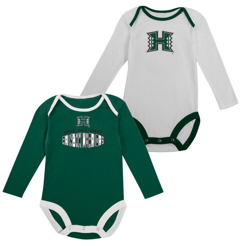 slide 5 of 5, NCAA Hawaii Rainbow Warriors Infant Boys' 2pk Long Sleeve Bodysuit - 6-9M, 2 ct