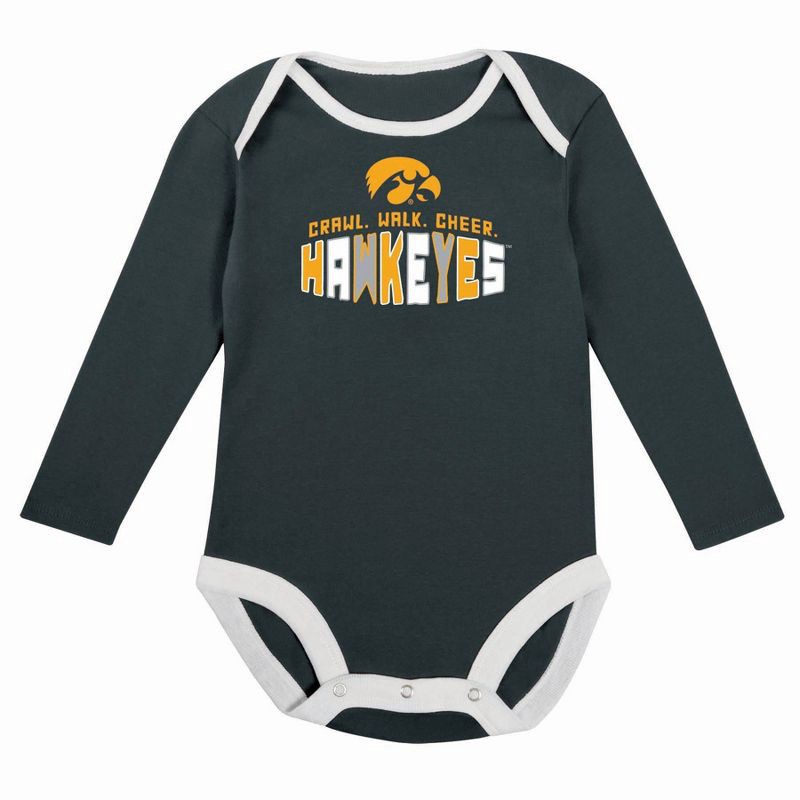 slide 3 of 5, NCAA Iowa Hawkeyes Infant Boys' 2pk Long Sleeve Bodysuit - 6-9M, 2 ct