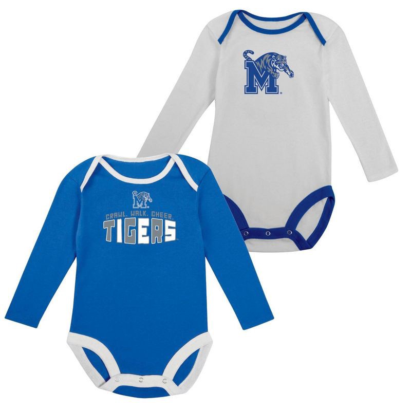 slide 5 of 5, NCAA Memphis Tigers Infant Boys' 2pk Long Sleeve Bodysuit - 6-9M, 2 ct