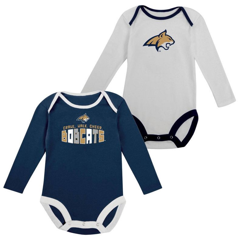 slide 5 of 5, NCAA Montana State Bobcats Infant Boys' 2pk Long Sleeve Bodysuit - 0-3M, 2 ct