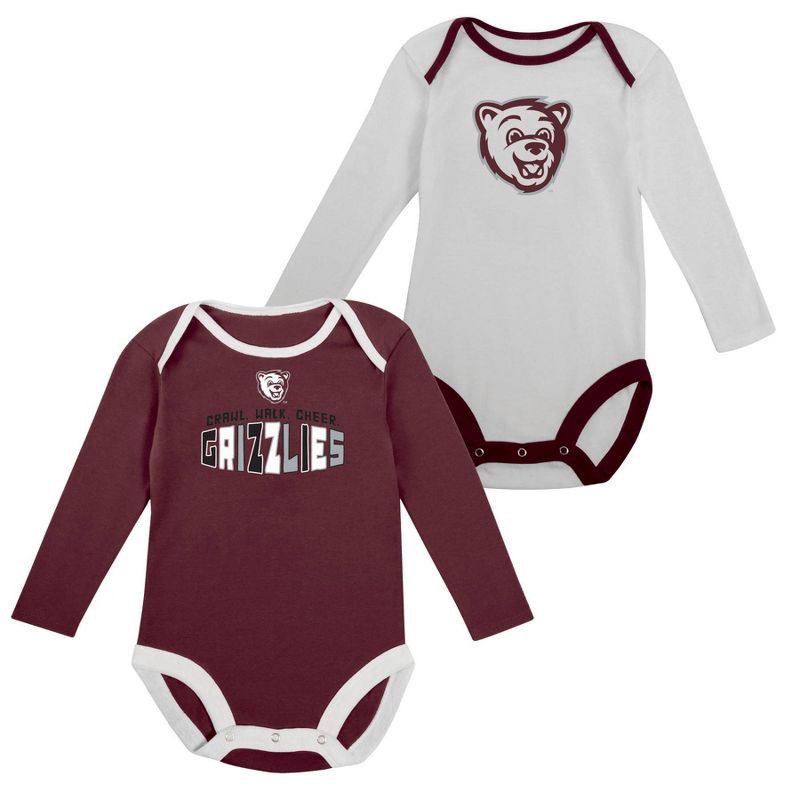 slide 5 of 5, NCAA Montana Grizzlies Infant Boys' 2pk Long Sleeve Bodysuit - 3-6M: Cotton-Polyester Blend, Snap Closure, 2 ct