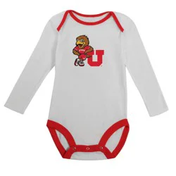 NCAA Utah Utes Infant Boys' 2pk Long Sleeve Bodysuit - 0-3M