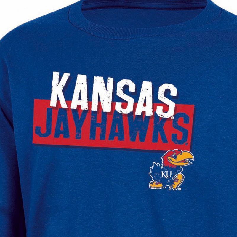 slide 3 of 3, NCAA Kansas Jayhawks Boys' Long Sleeve T-Shirt - M: Cotton-Polyester Jersey Pullover, 1 ct