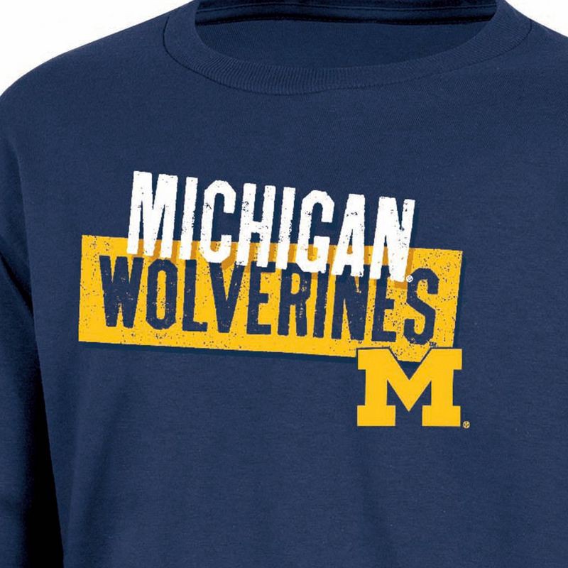 slide 3 of 3, NCAA Michigan Wolverines Boys' Long Sleeve T-Shirt - M: Cotton-Polyester Jersey, 1 ct