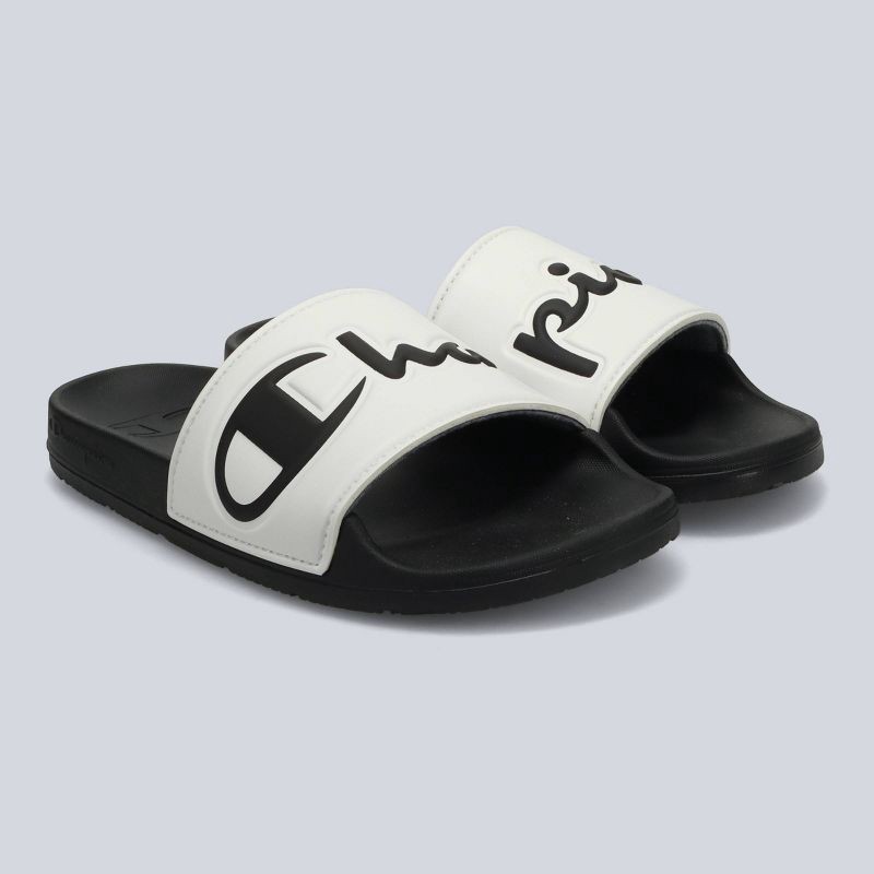 slide 1 of 4, Champion Women's IPO Squish Slide Sandals - Black/White 8, 1 ct