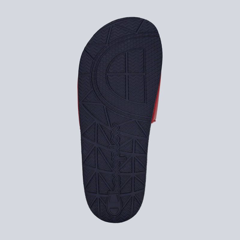 slide 4 of 4, Champion Men's IPO Squish Slide Sandals - Red/Navy Blue 9, 1 ct