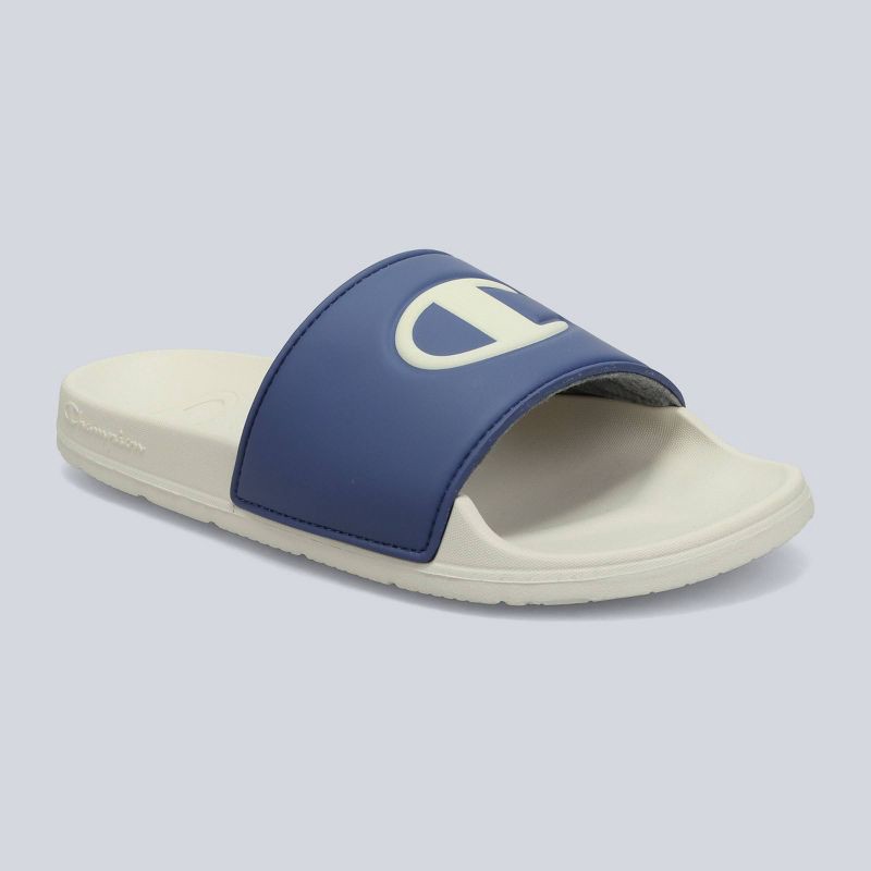slide 1 of 4, Champion Men's IPO Squish Slide Sandals - Blue/Off White 13, 1 ct