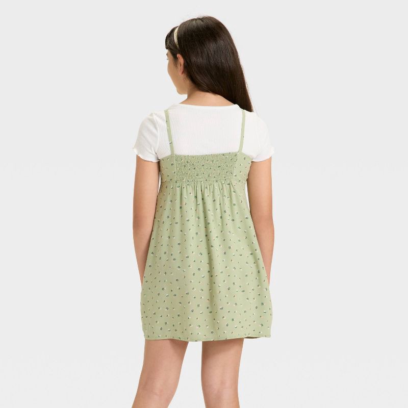 slide 3 of 3, Girls' Short Sleeve Top & Slip Dress - Cat & Jack™ Olive Green XL, 1 ct