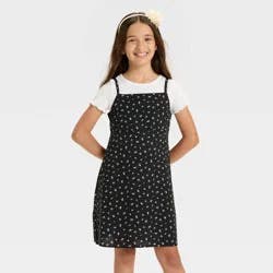 Girls' Short Sleeve Top & Slip Dress - Cat & Jack™ Black S