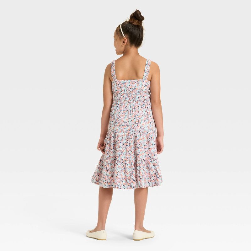 slide 2 of 3, Girls' Sleeveless Woven Floral Midi Dress - Cat & Jack™ Cream M, 1 ct