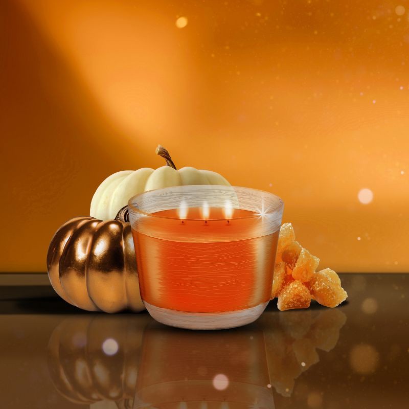 slide 2 of 14, Glade 3 Wick Fall Candle in Glass Jar - Pumpkin & Ginger - 6.8oz, 6.8 oz