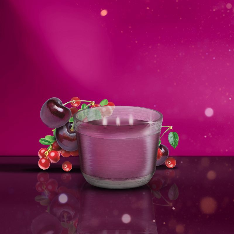 slide 2 of 13, Glade 3 Wick Holiday Scented Christmas Candle for Stocking Stuffers - Black Cherry & Cranberry - 6.8oz​, 6.8 oz