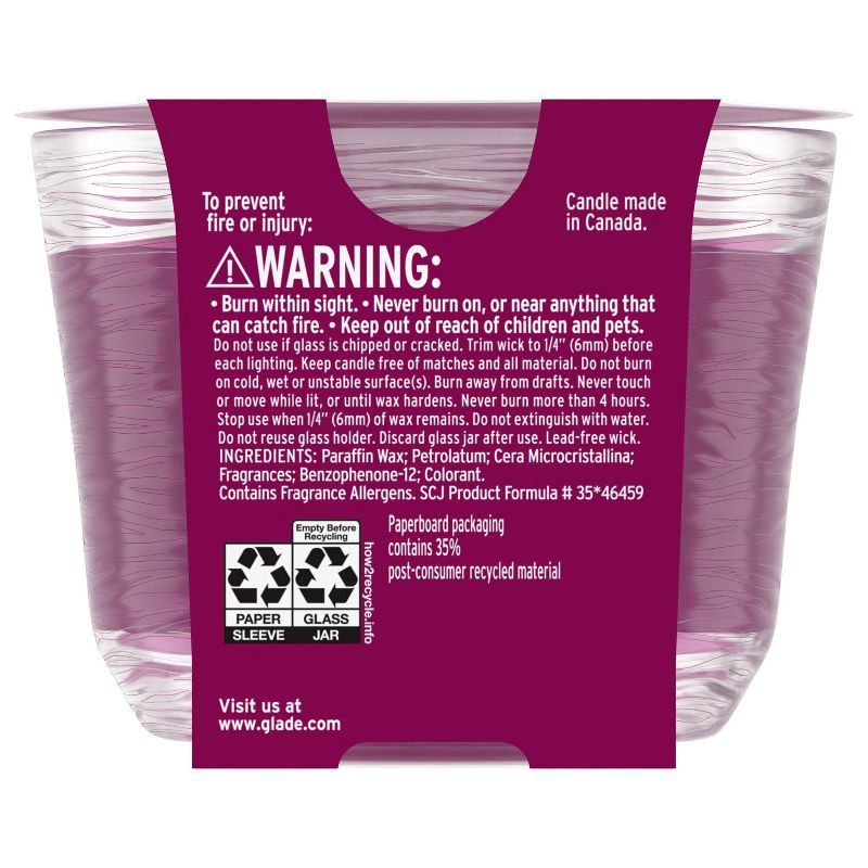 slide 3 of 13, Glade 3 Wick Holiday Scented Christmas Candle for Stocking Stuffers - Black Cherry & Cranberry - 6.8oz​, 6.8 oz