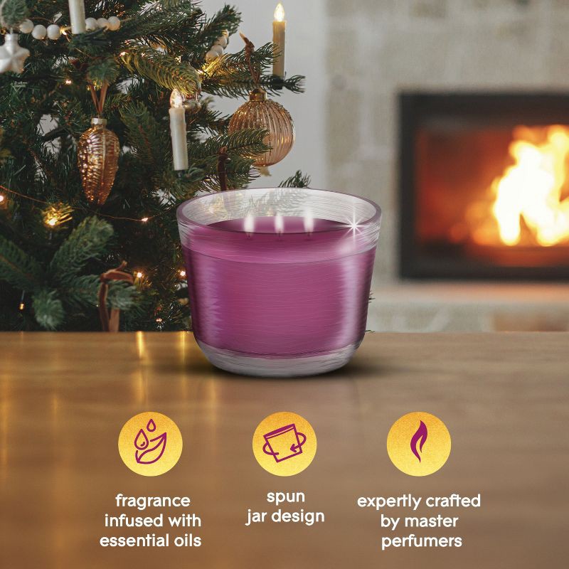 slide 8 of 13, Glade 3 Wick Holiday Scented Christmas Candle for Stocking Stuffers - Black Cherry & Cranberry - 6.8oz​, 6.8 oz