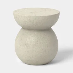 Modern Ceramic Round Patio End Table Cream - Threshold™