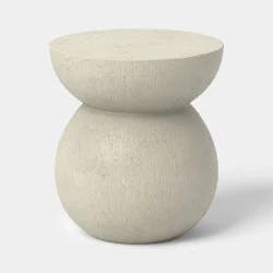 Modern Ceramic Round Patio End Table Cream - Threshold™