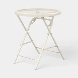 Steel Round Metal Mesh Accent Patio End Table Ivory - Room Essentials™