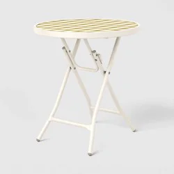 Tempered Printed Glass Round Accent Patio End Table - Room Essentials™