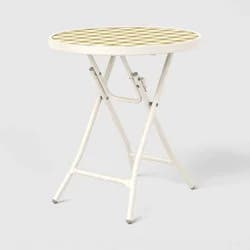 Tempered Printed Glass Round Accent Patio End Table - Room Essentials™