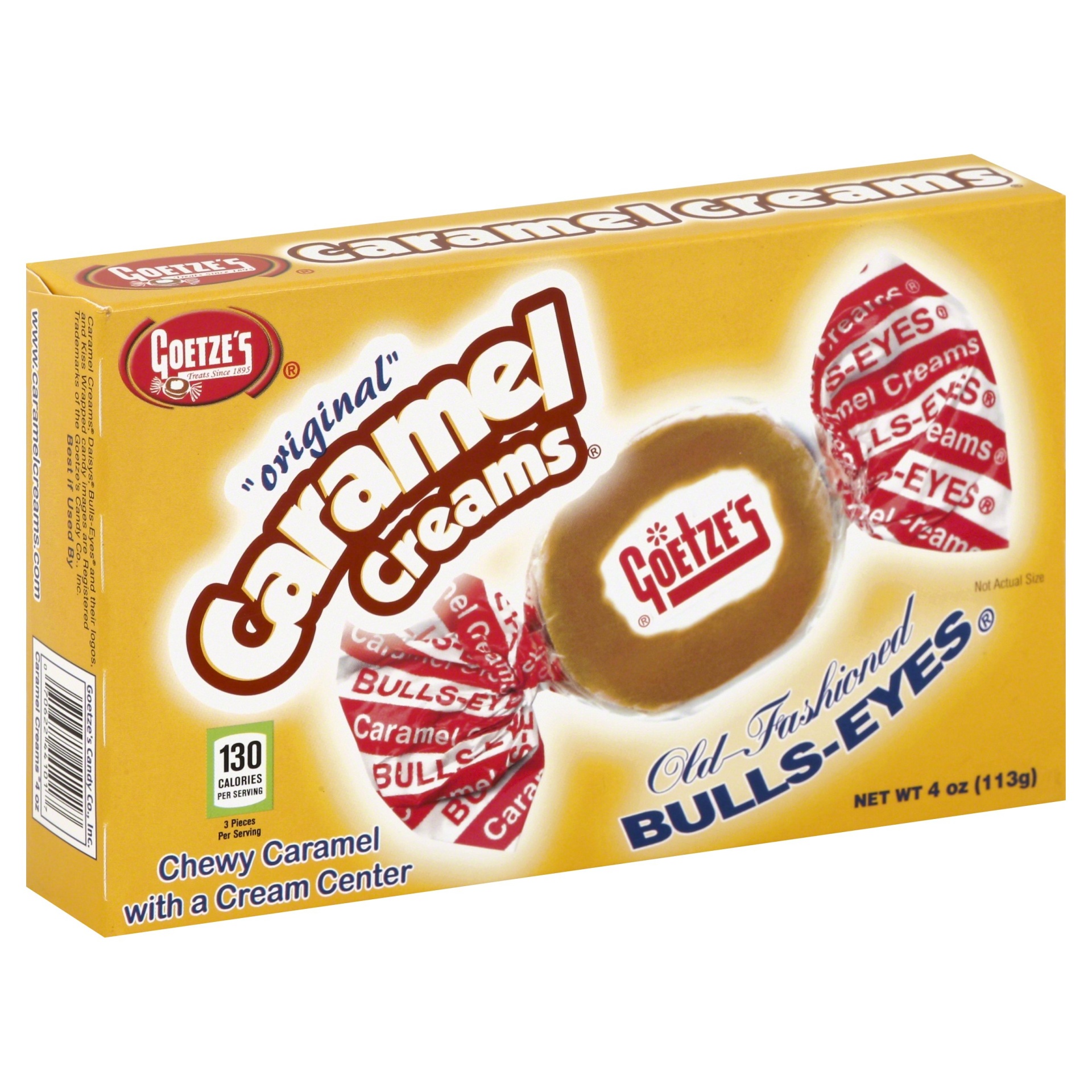 slide 1 of 1, Goetze's Old-Fashioned Bulls-Eyes Caramel Creams Original, 4 oz