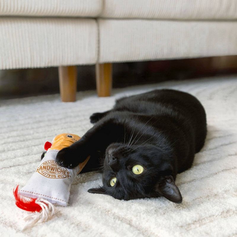 slide 3 of 5, Quirky Kitty Deli Delight Kicker Cat Plush Toy - White, 1 ct