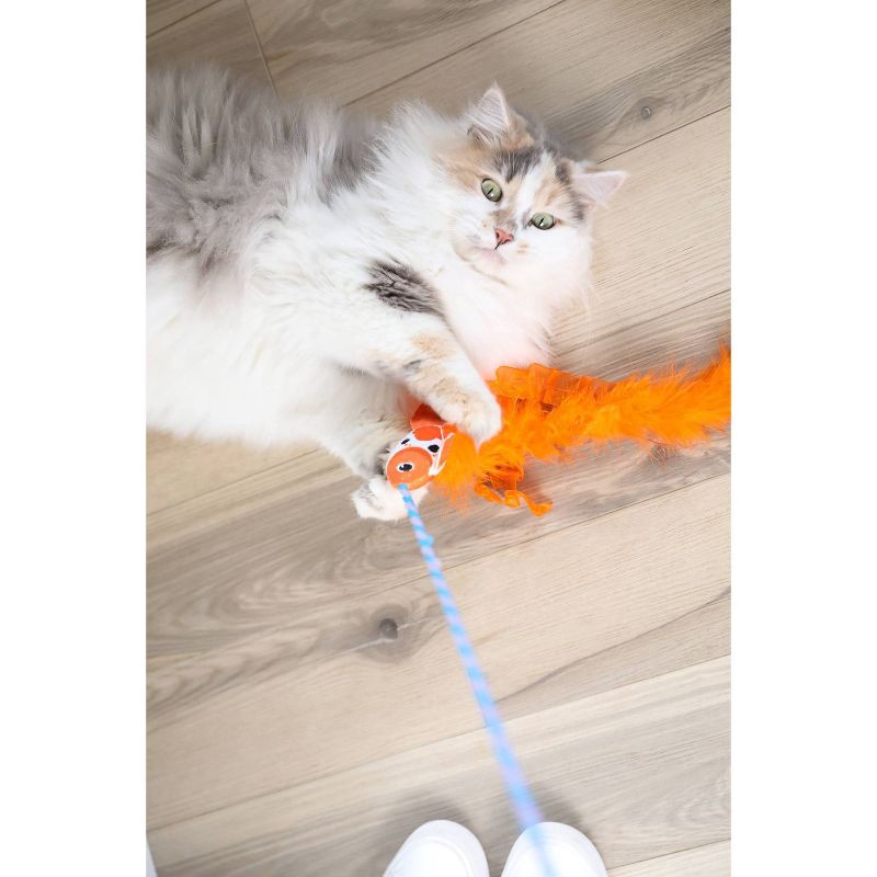 slide 5 of 6, Quirky Kitty Koi Feather Wand Cat Plush Toy - Orange, 1 ct