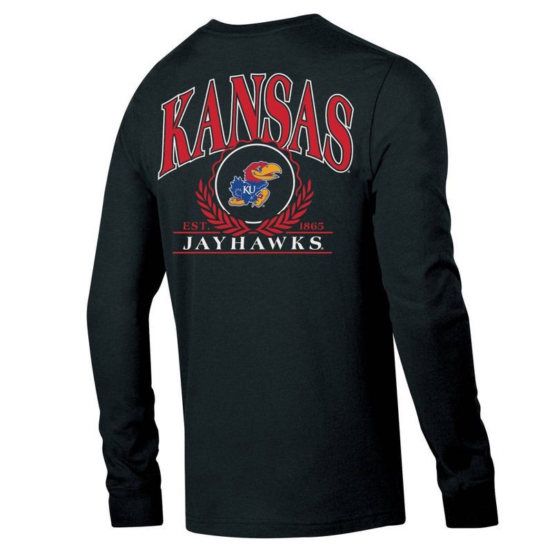 slide 2 of 3, NCAA Kansas Jayhawks Men's Long Sleeve T-Shirt - M: Cotton-Polyester Blend,, 1 ct