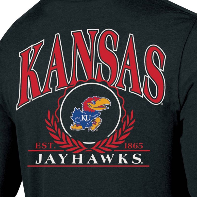 slide 3 of 3, NCAA Kansas Jayhawks Men's Long Sleeve T-Shirt - M: Cotton-Polyester Blend,, 1 ct