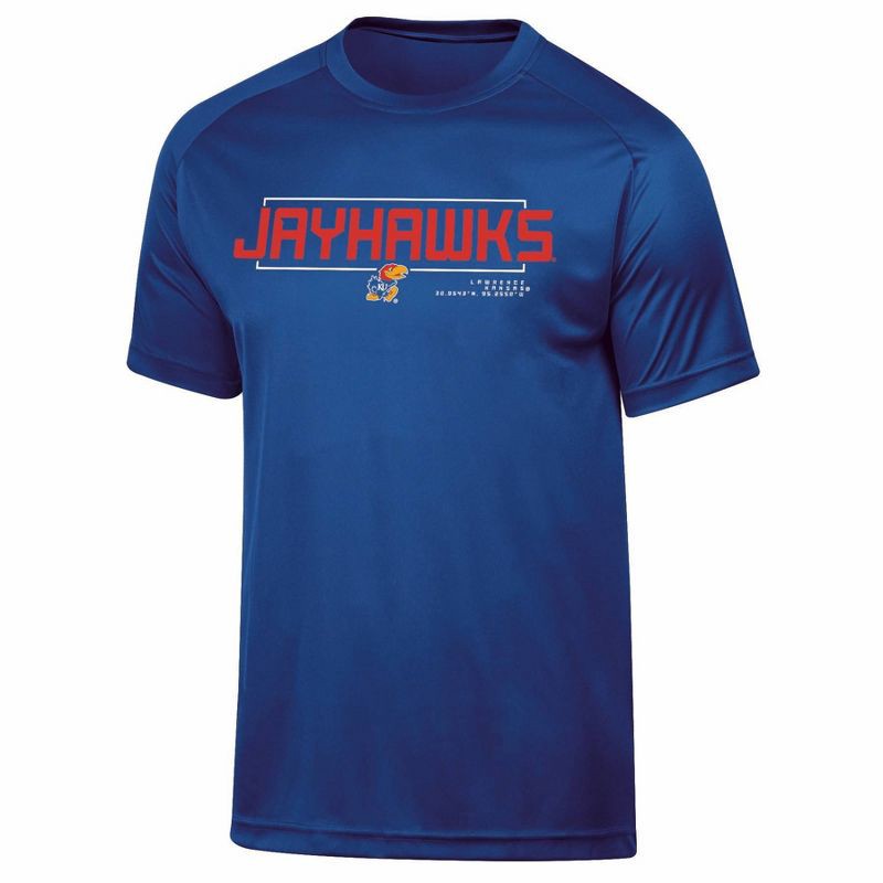 slide 1 of 3, NCAA Kansas Jayhawks Men's Poly T-Shirt - S, 1 ct