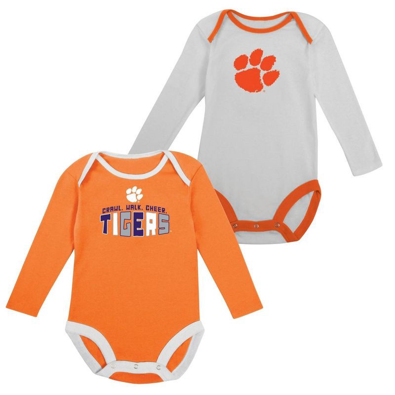 slide 5 of 5, NCAA Clemson Tigers Infant Boys' 2pk Long Sleeve Bodysuit - 6-9M, 2 ct