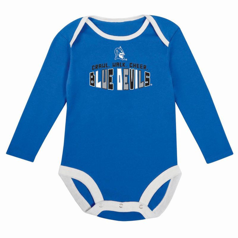slide 3 of 5, NCAA Duke Blue Devils Infant Boys' 2pk Long Sleeve Bodysuit - 3-6M: Cotton-Polyester Blend, Adjustable Snap Closure, 2 ct