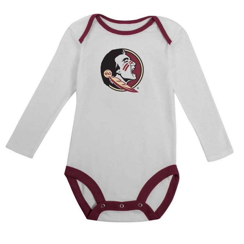 slide 1 of 5, NCAA Florida State Seminoles Infant Boys' 2pk Long Sleeve Bodysuit - 0-3M, 2 ct