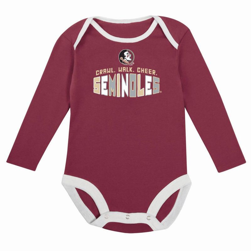 slide 3 of 5, NCAA Florida State Seminoles Infant Boys' 2pk Long Sleeve Bodysuit - 6-9M, 2 ct