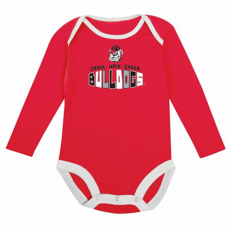 slide 3 of 5, NCAA Georgia Bulldogs Infant Boys' 2pk Long Sleeve Bodysuit - 3-6M: Cotton-Polyester Blend, Adjustable Snap Closure, 2 ct