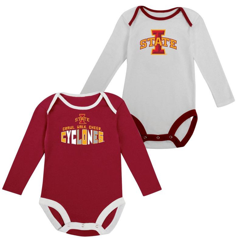 slide 5 of 5, NCAA Iowa State Cyclones Infant Boys' 2pk Long Sleeve Bodysuit - 6-9M, 2 ct