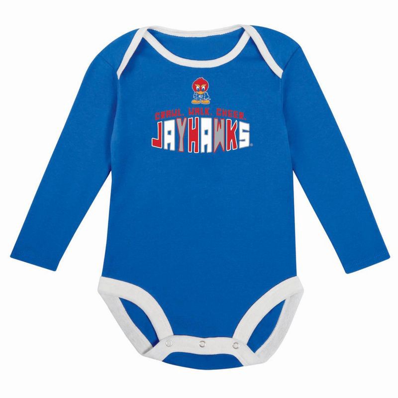 slide 3 of 5, NCAA Kansas Jayhawks Infant Boys' 2pk Long Sleeve Bodysuit - 0-3M, 2 ct