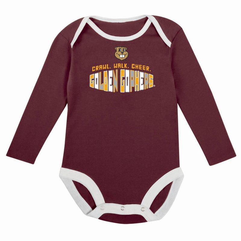 slide 3 of 5, NCAA Minnesota Golden Gophers Infant Boys' 2pk Long Sleeve Bodysuit - 0-3M, 2 ct
