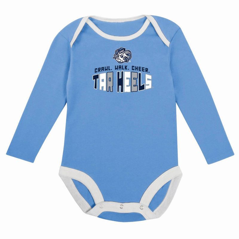 slide 3 of 5, NCAA North Carolina Tar Heels Infant Boys' 2pk Long Sleeve Bodysuit - 0-3M, 2 ct
