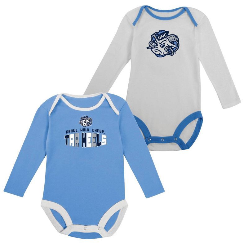 slide 5 of 5, NCAA North Carolina Tar Heels Infant Boys' 2pk Long Sleeve Bodysuit - 0-3M, 2 ct