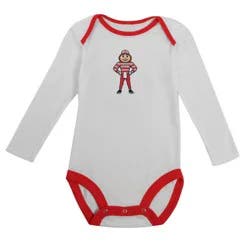 NCAA Ohio State Buckeyes Infant Boys' 2pk Long Sleeve Bodysuit - 3-6M: Cotton-Polyester Blend, Adjustable Snap Closure