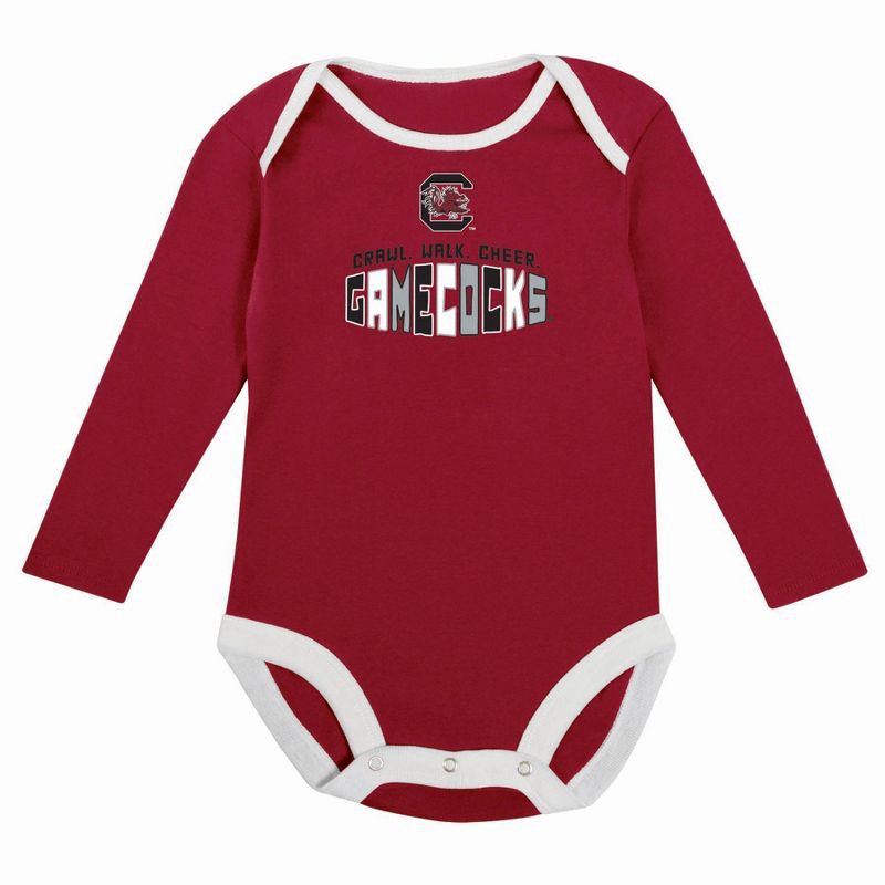 slide 3 of 5, NCAA South Carolina Gamecocks Infant Boys' 2pk Long Sleeve Bodysuit - 3-6M: Cotton-Polyester Blend, Adjustable Snap Closure, 2 ct