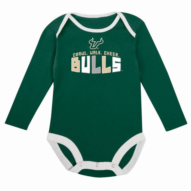 slide 3 of 5, NCAA South Florida Bulls Infant Boys' 2pk Long Sleeve Bodysuit - 3-6M: Cotton-Polyester Blend, Adjustable Snap Closure, 2 ct
