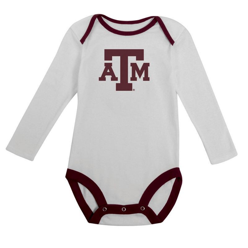 slide 3 of 5, NCAA Texas A&M Aggies Infant Boys' 2pk Long Sleeve Bodysuit - 6-9M, 2 ct